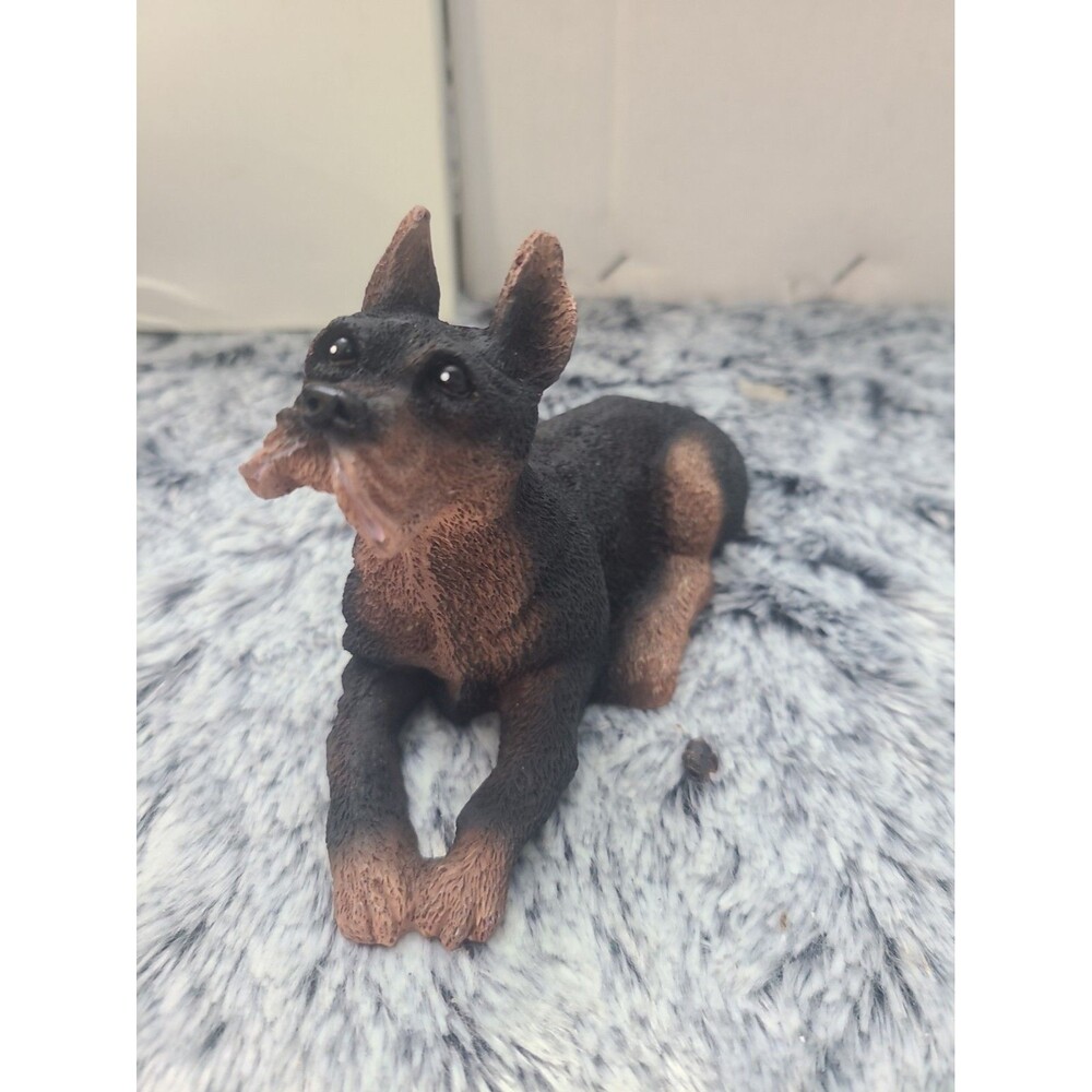 Vintage Boxer Dog Figurine, Miniature of Full Alert Style, Painted Resin,